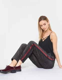 Maison Scotch - TAPERED LUREX PANTS WITH VELVET SIDE PANEL